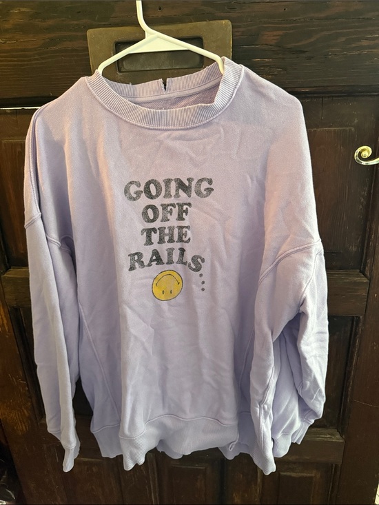aerie Tops - aerie Lilac Crewneck Sweatshirt with Smiley Graphic